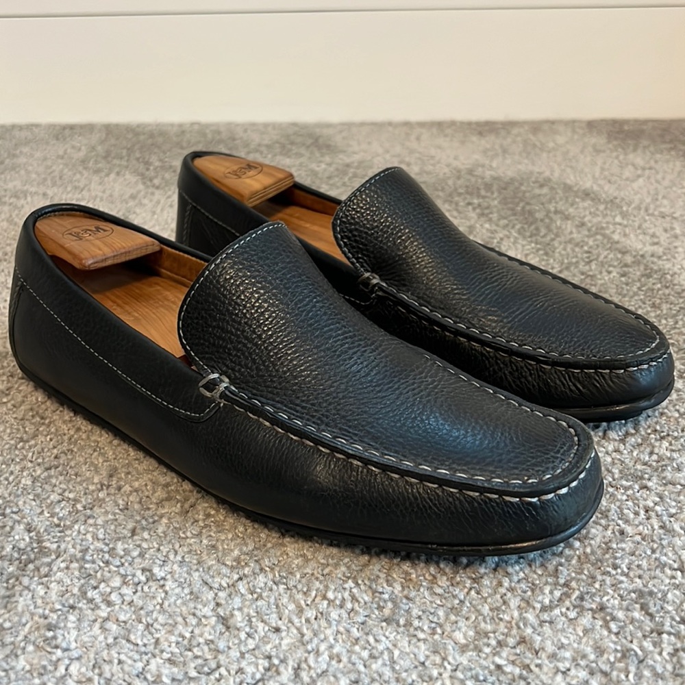 1901 black leather driving moccasins loafers shoes size 10